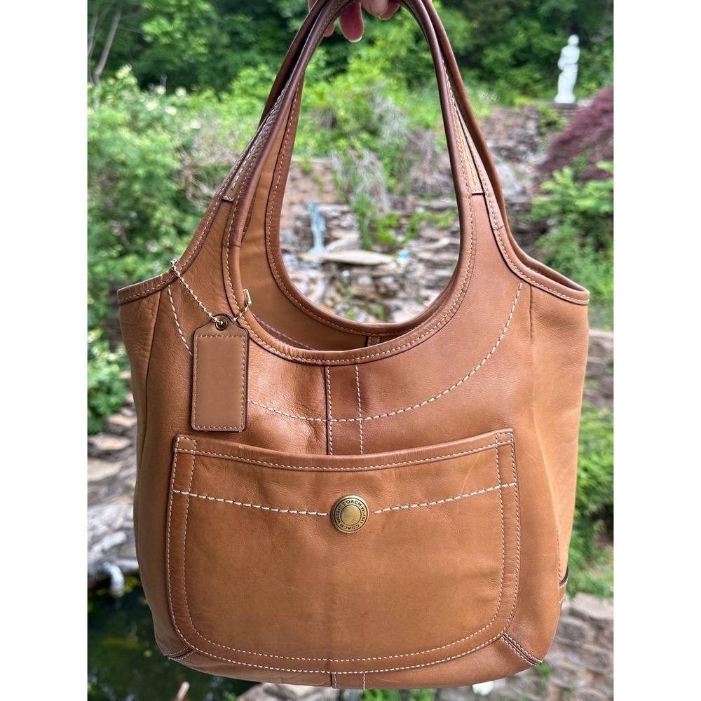 Coach‎ Ergo Legacy Leather Hobo Tote 10713 Camel Brown Y2K